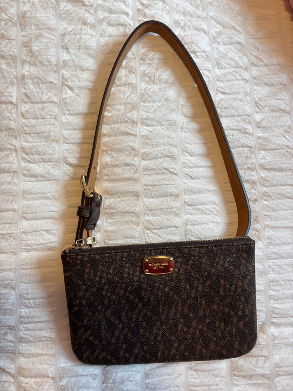 Michael Kors Brown MK Signature Shoulder Pouch